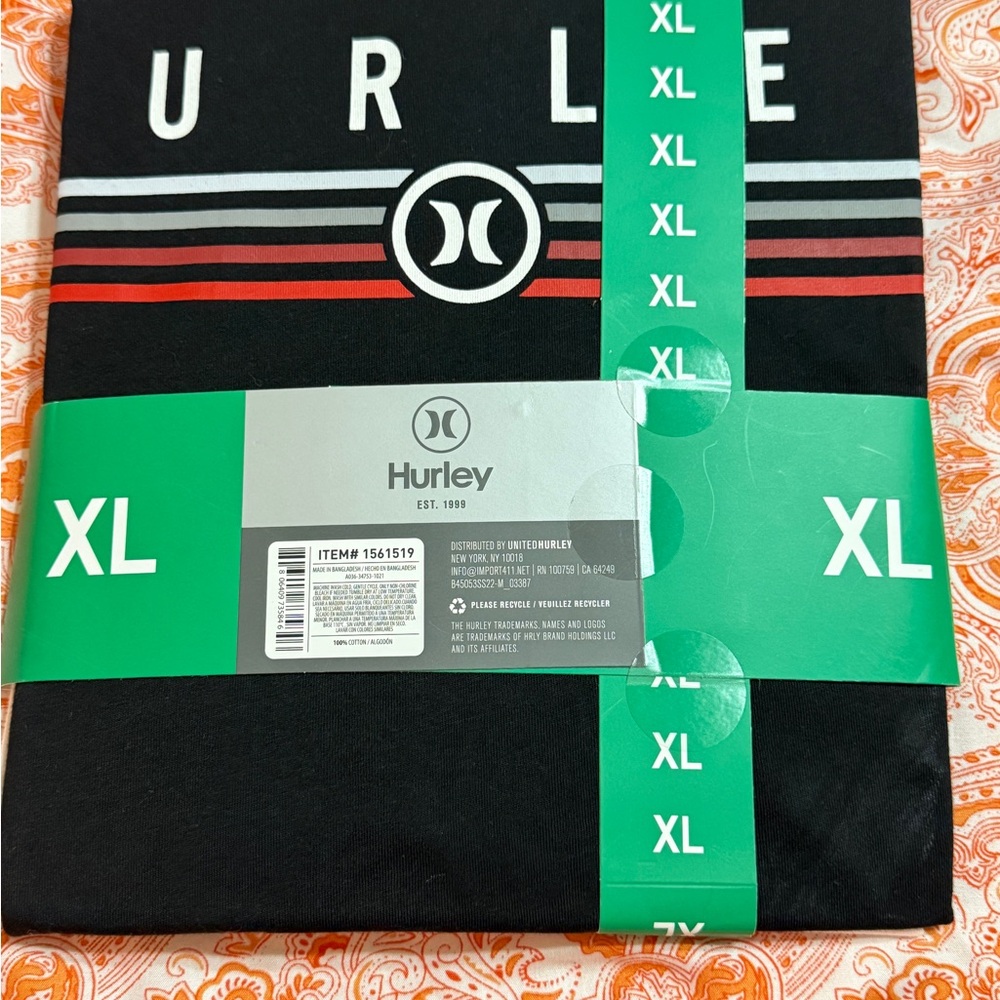 Hurley Black and White Short Sleeve Tee
